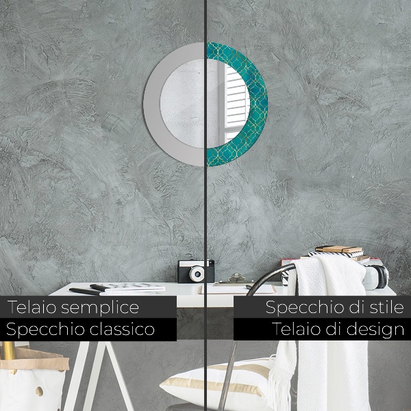 Runder spiegel aufdruck Grün- und Goldkomposition