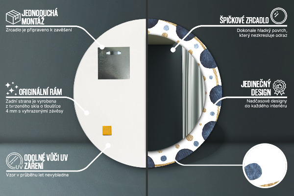 Runder spiegel mit dekoration Mondmandala