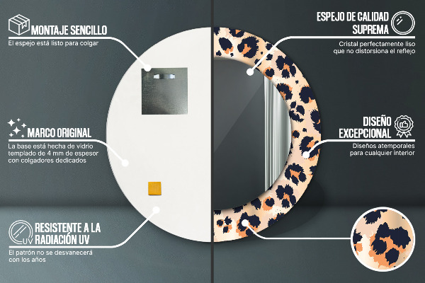 Runder spiegel mit dekoration Wildes Muster