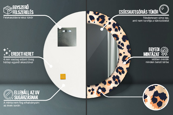 Runder spiegel mit dekoration Wildes Muster