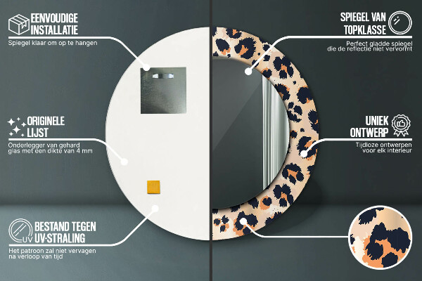 Runder spiegel mit dekoration Wildes Muster