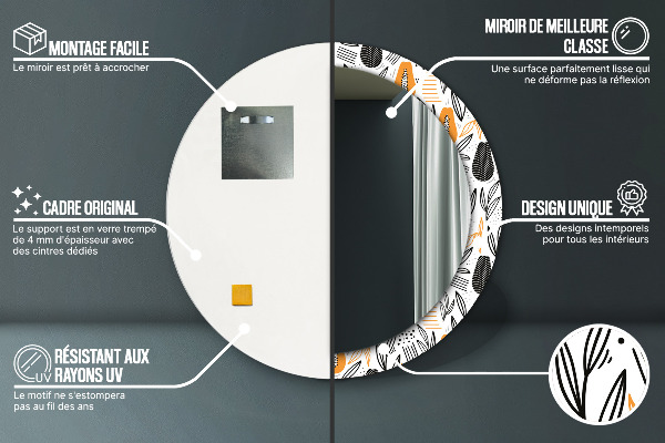 Runder spiegel mit dekoration Papai-Muster