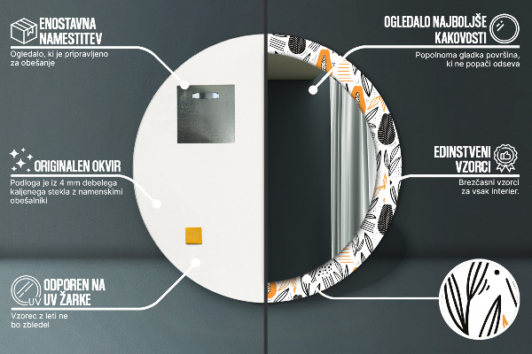Runder spiegel mit dekoration Papai-Muster