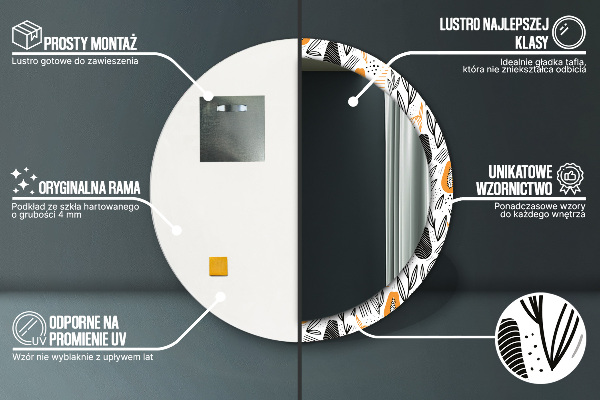 Runder spiegel mit dekoration Papai-Muster