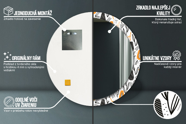 Runder spiegel mit dekoration Papai-Muster