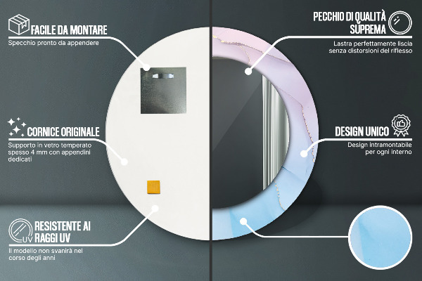 Runder spiegel mit dekoration Moderne Marmortextur