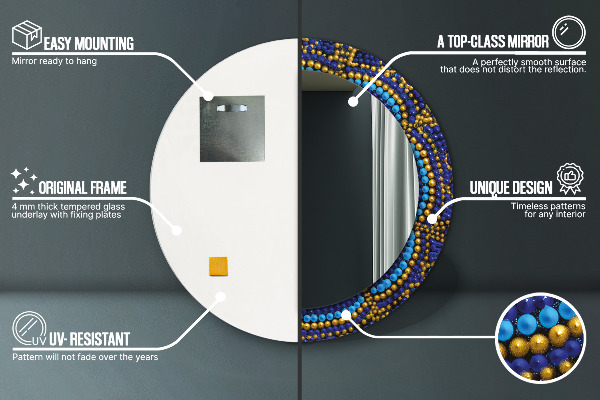 Runder spiegel bedrucktem rahmen Dekorative Komposition