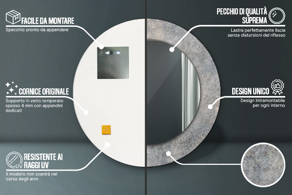 Runder spiegel bedrucktem rahmen Vintage Beton