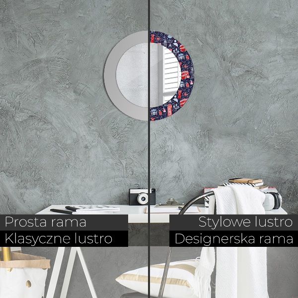 Runder spiegel bedrucktem rahmen Londoner Symbol