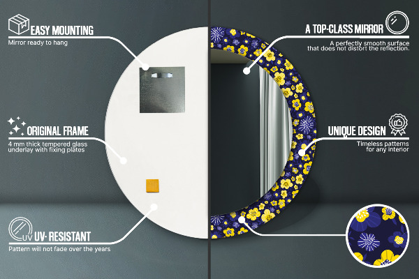 Runder spiegel bedrucktem rahmen Süße kleine Blumen