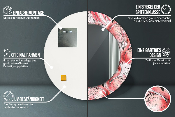 Runder spiegel bedrucktem rahmen Flammenmuster