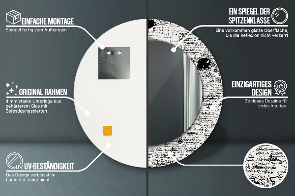 Runder spiegel bedrucktem rahmen Schablone