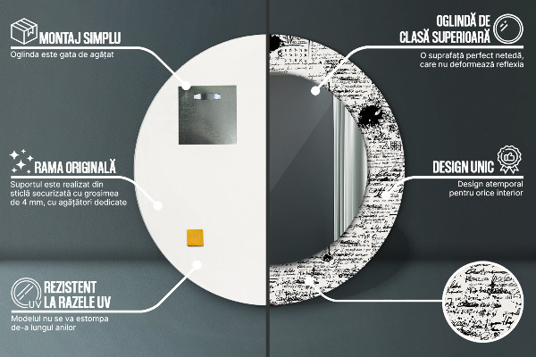 Runder spiegel bedrucktem rahmen Schablone