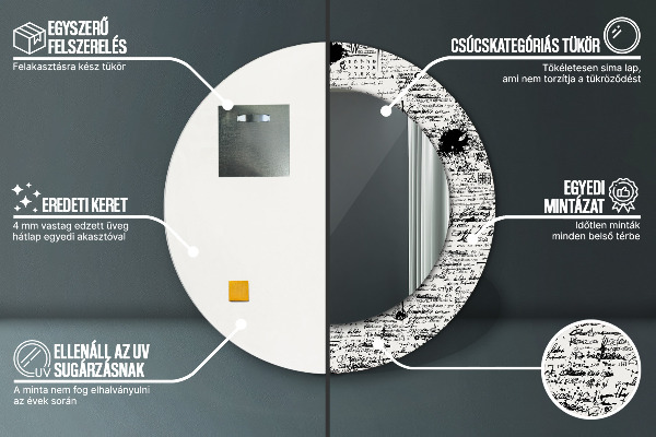 Runder spiegel bedrucktem rahmen Schablone