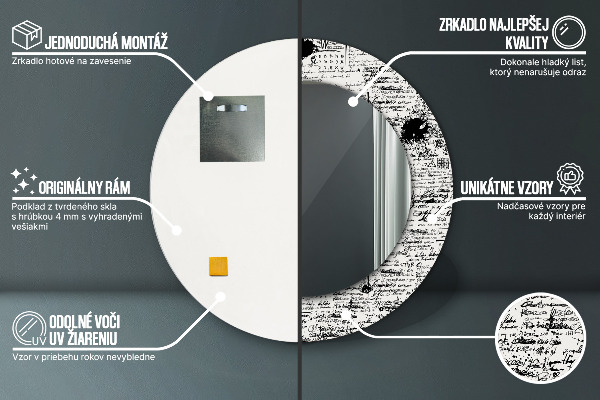 Runder spiegel bedrucktem rahmen Schablone