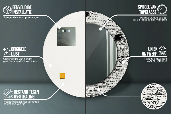 Runder spiegel bedrucktem rahmen Schablone