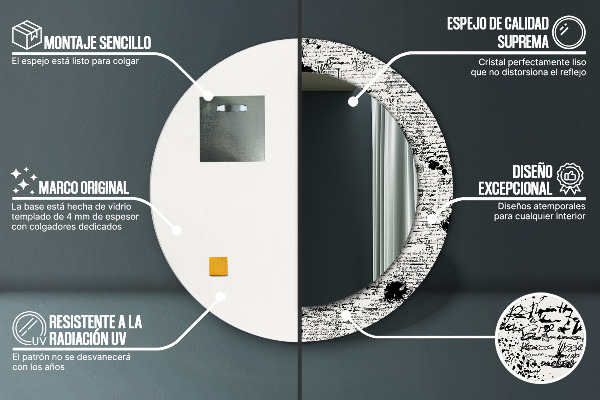 Runder spiegel bedrucktem rahmen Schablone