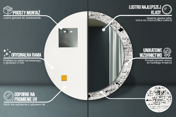 Runder spiegel bedrucktem rahmen Schablone