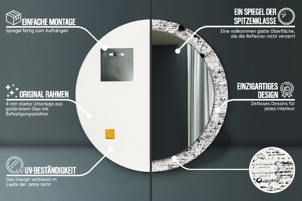 Runder spiegel bedrucktem rahmen Schablone