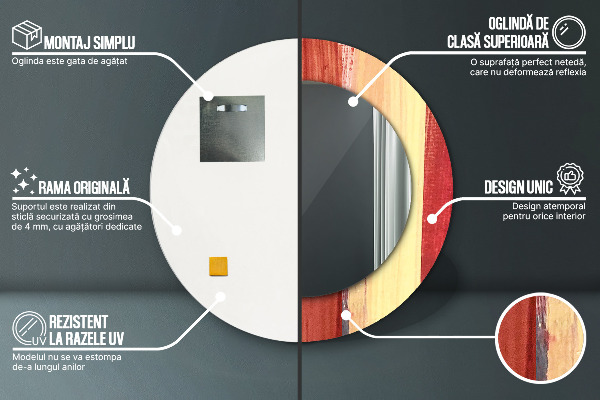 Runder spiegel bedrucktem rahmen Zusammenfassung Bild