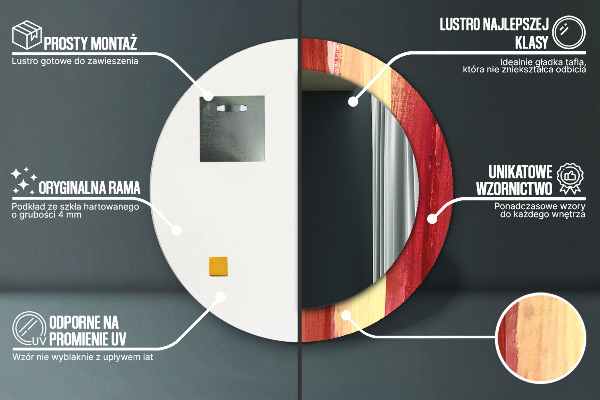 Runder spiegel bedrucktem rahmen Zusammenfassung Bild
