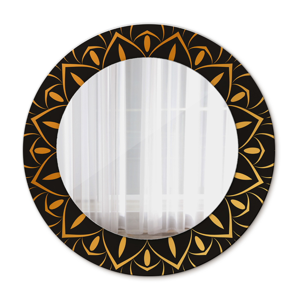Runder spiegel mit dekorativem aufdruck Goldenes Mandala