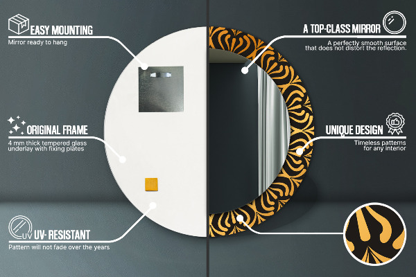 Runder spiegel mit dekorativem aufdruck Goldenes Mandala