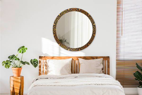 Runder spiegel mit dekorativem aufdruck Goldenes Mandala