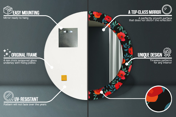 Runder spiegel aufdruck Roter Mohnsamen