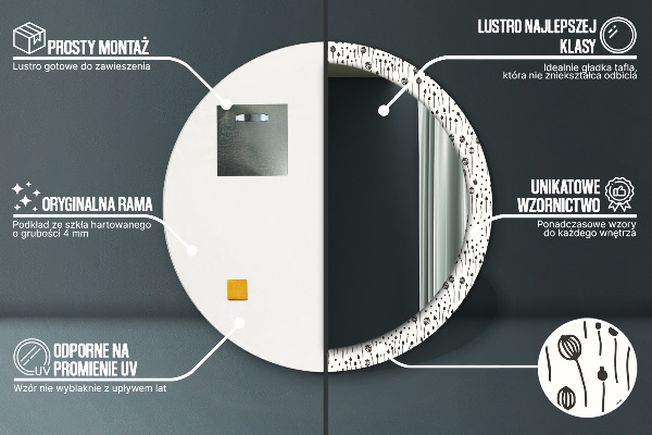 Runder spiegel aufdruck Blumenzeichnung