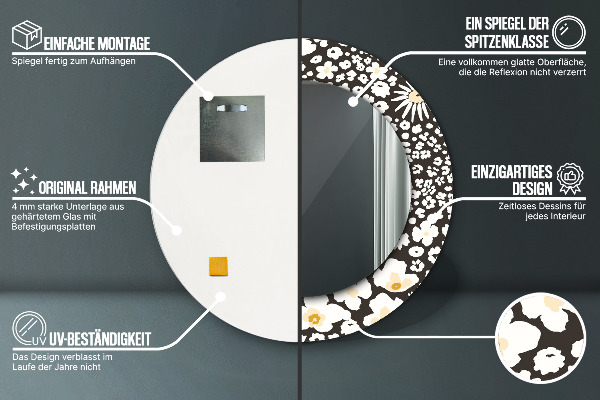 Runder spiegel aufdruck Stokrotka Elfenbein