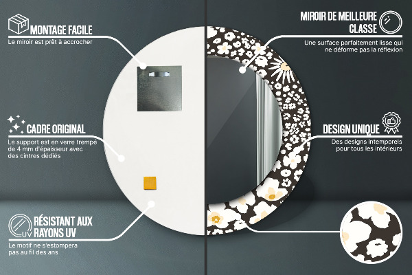 Runder spiegel aufdruck Stokrotka Elfenbein