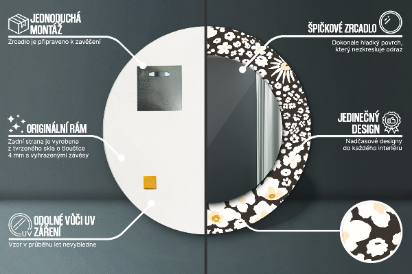 Runder spiegel aufdruck Stokrotka Elfenbein