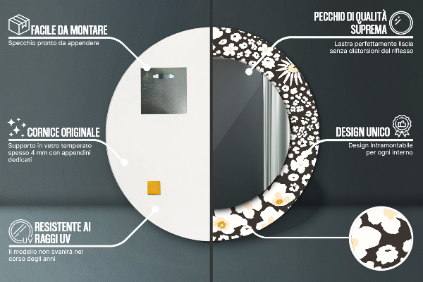 Runder spiegel aufdruck Stokrotka Elfenbein