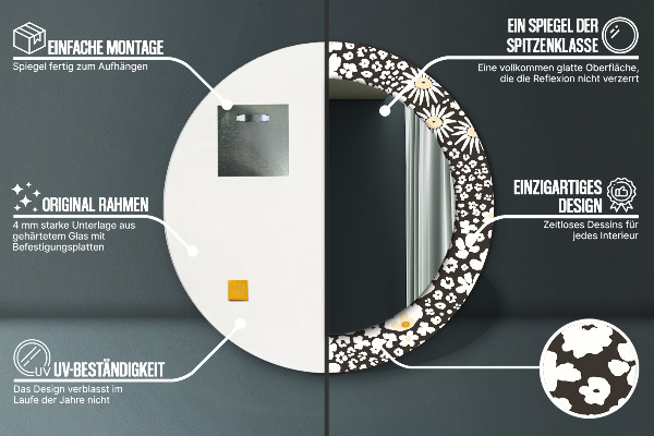 Runder spiegel aufdruck Stokrotka Elfenbein