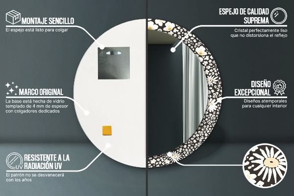 Runder spiegel aufdruck Stokrotka Elfenbein