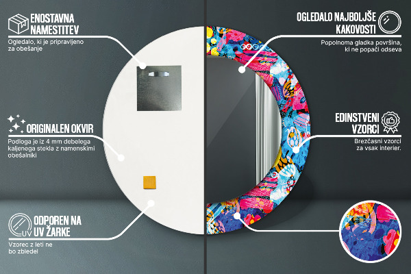 Runder spiegel aufdruck Farbenfrohe Krebs