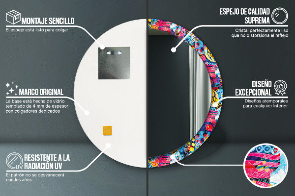 Runder spiegel aufdruck Farbenfrohe Krebs