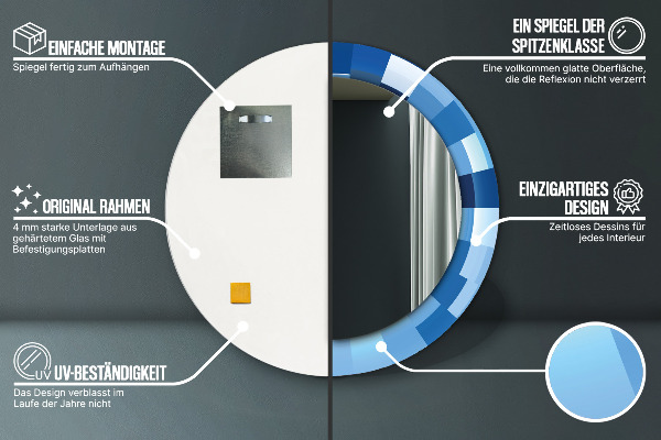 Runder spiegel aufdruck Blau Abstract