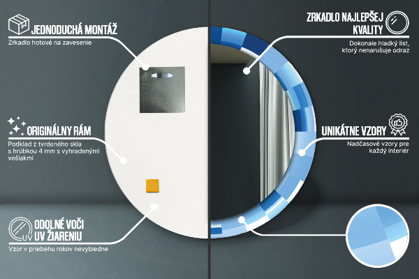 Runder spiegel aufdruck Blau Abstract