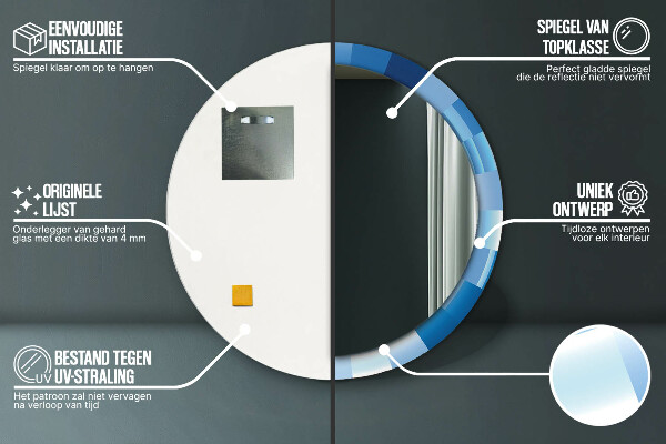 Runder spiegel aufdruck Blau Abstract