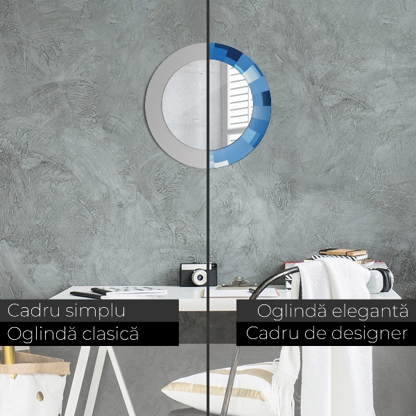 Runder spiegel aufdruck Blau Abstract