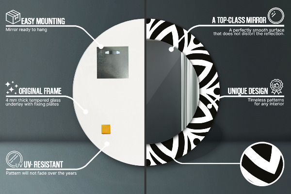 Runder spiegel mit dekoration Schwarzes geometrisches Ornament