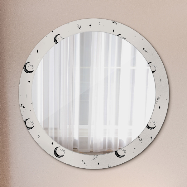 Runder spiegel mit dekoration Doodle Blumenpflanzen