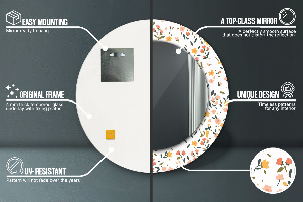 Runder spiegel mit dekoration Kleine süße Blumen