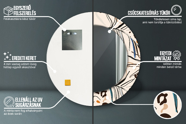 Runder spiegel mit dekoration Blumen mit einem Dschungelmuster