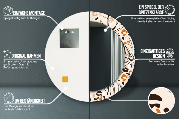 Runder spiegel mit dekoration Blumen mit einem Dschungelmuster