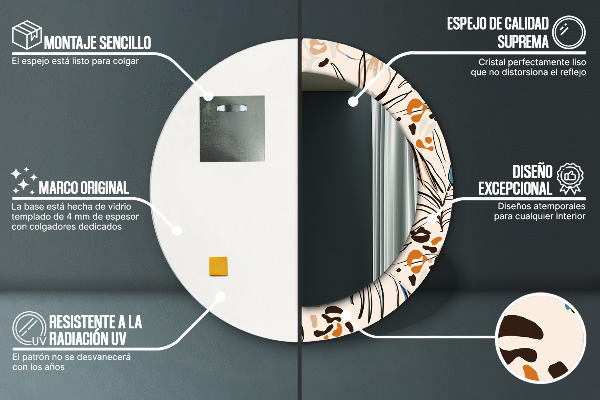 Runder spiegel mit dekoration Blumen mit einem Dschungelmuster