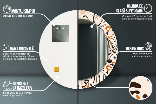 Runder spiegel mit dekoration Blumen mit einem Dschungelmuster