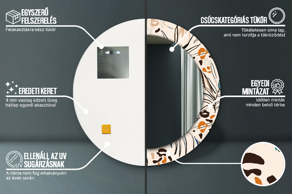 Runder spiegel mit dekoration Blumen mit einem Dschungelmuster